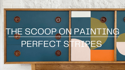 a painted mid century side board painted by plain jane paints to demonstrate how to achieve perfect lines with masking tape